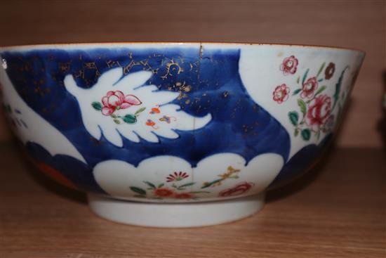 A Chinese bowl and a Chinese Imari bowl largest diameter 28cm